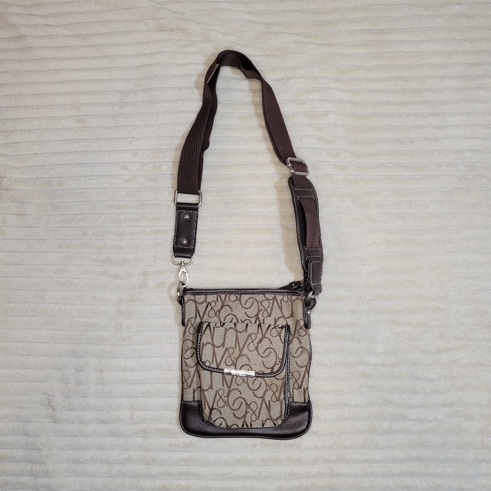 New York & Company Tan Crossbody Logo Bag O/S